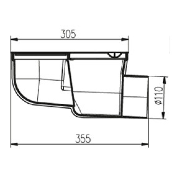 Дощоприймач MCH пластиковий, горизонтальне підключення  DN110, арт.325Gs