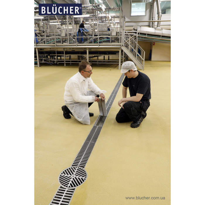 Решітка HYGIENICPRO 145x499 для промислового каналу BLUCHER 150х500 арт. 697.250.150.50
