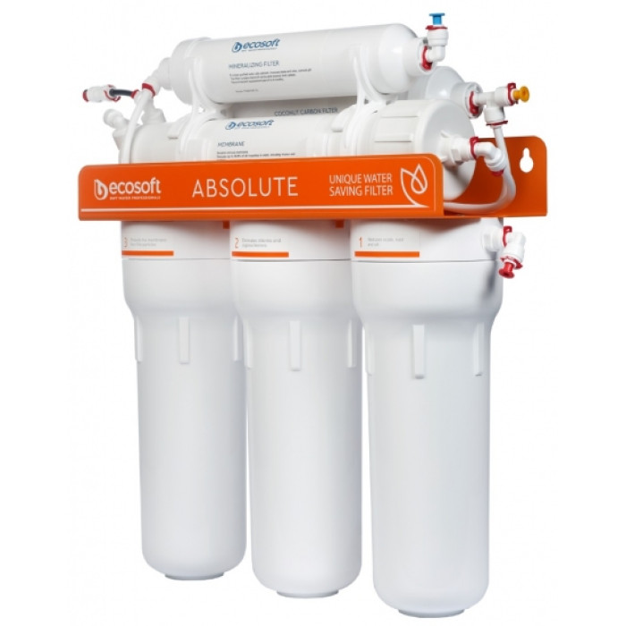 Ecosoft Фільтр зворотного осмосу Absolute з мінералізатором, 75 гал/добу, дренаж 1:1, подвійний кран модерн