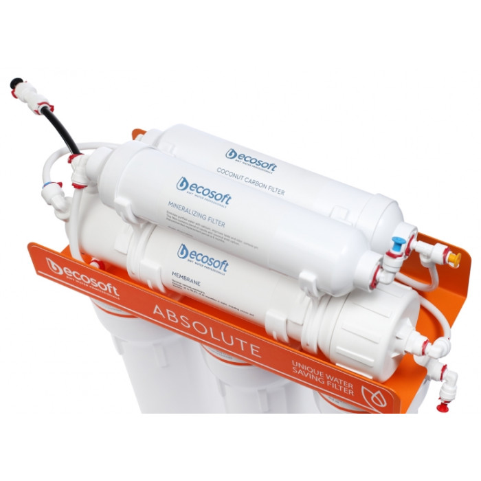 Ecosoft Фільтр зворотного осмосу Absolute з мінералізатором, 75 гал/добу, дренаж 1:1, подвійний кран модерн