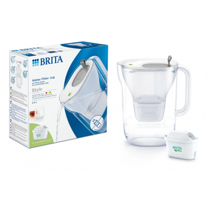 Brita Фільтр-глечик Style LED MXPro 2.4л (1.4л очищеної води) сірий