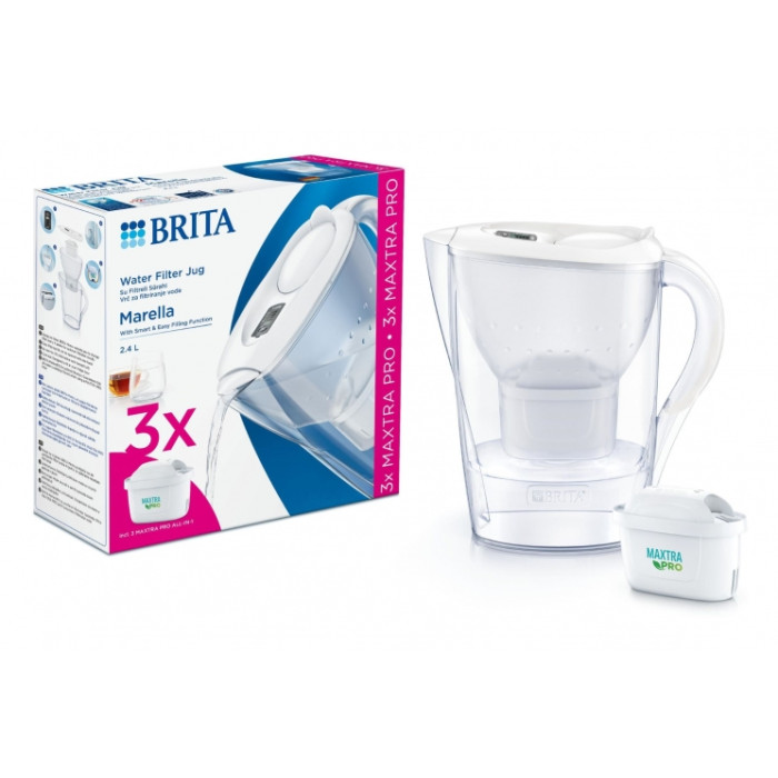 Brita Фільтр-глечик Marella Memo MXPro 2.4л (1.4л очищеної води) + 3 картриджа білий