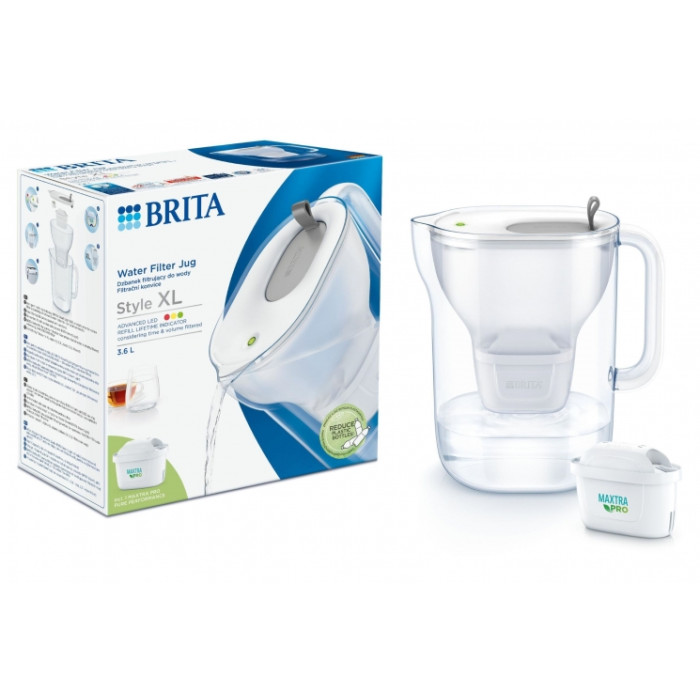 Brita Фільтр-глечик Style XL LED MXPro 3.6л (2.3л очищеної води) сірий