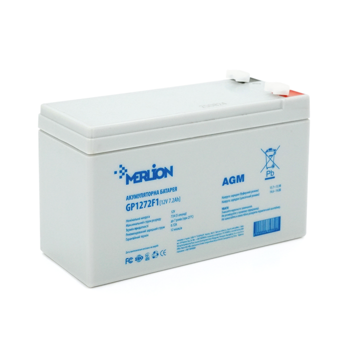 Аккумуляторная батарея MERLION AGM GP1272F1 12 V 7,2 Ah ( 150 x 65 x 95 (100) ) White Q10