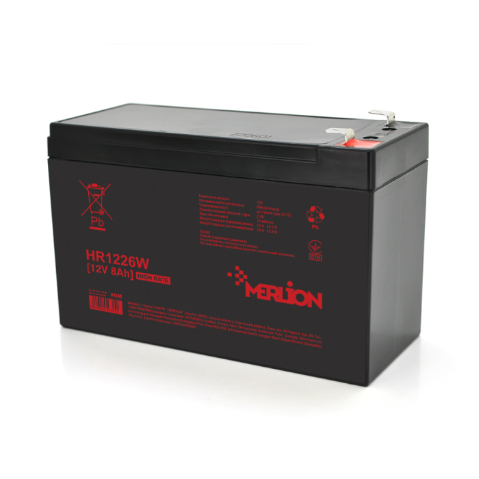Аккумуляторная батарея MERLION HR1226W, 12V 8Ah ( 151 х 65 х 94 (100) ) Black