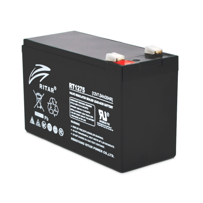 Аккумуляторная батарея AGM RITAR RT1275B, Black Case, 12V 7.5Ah ( 151 х 65 х 94 (100) ) Q10