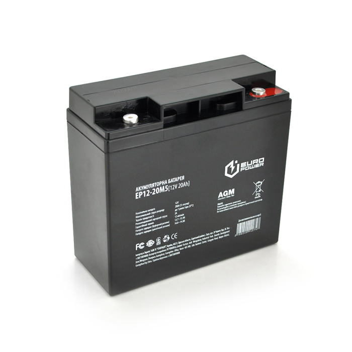 Аккумуляторная батарея EUROPOWER AGM EP12-20M5 12 V 20Ah ( 181 x 76 x  166 (168) )  Black Q4