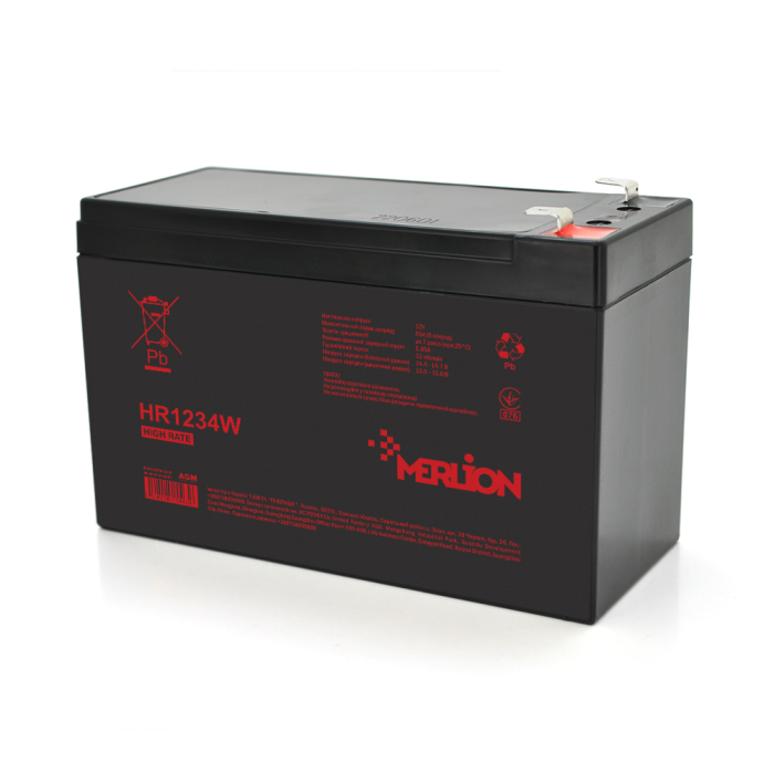 Аккумуляторная батарея MERLION HR1234W, 12V 9,5Ah ( 151 х 65 х 94 (100) ) Black Q10/420