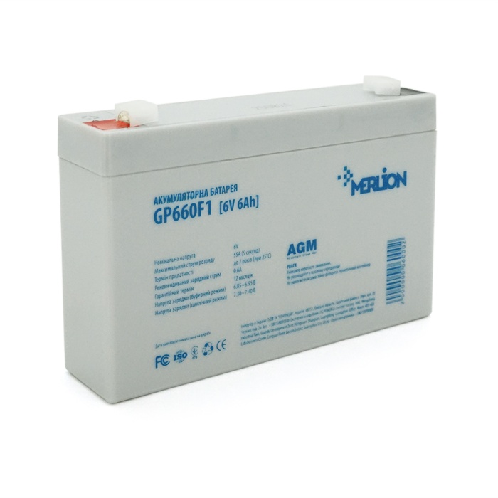 Аккумуляторная батарея MERLION AGM GP660F1 6V 6Ah (150 x 35 x 90 (100)) White Q10