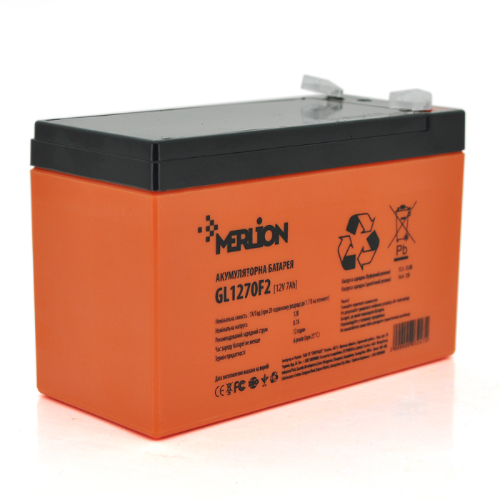 Аккумулятор MERLION GL1270F2 12 V 7Ah ( 150 x 65 x 95 (100) Orange Q10/480