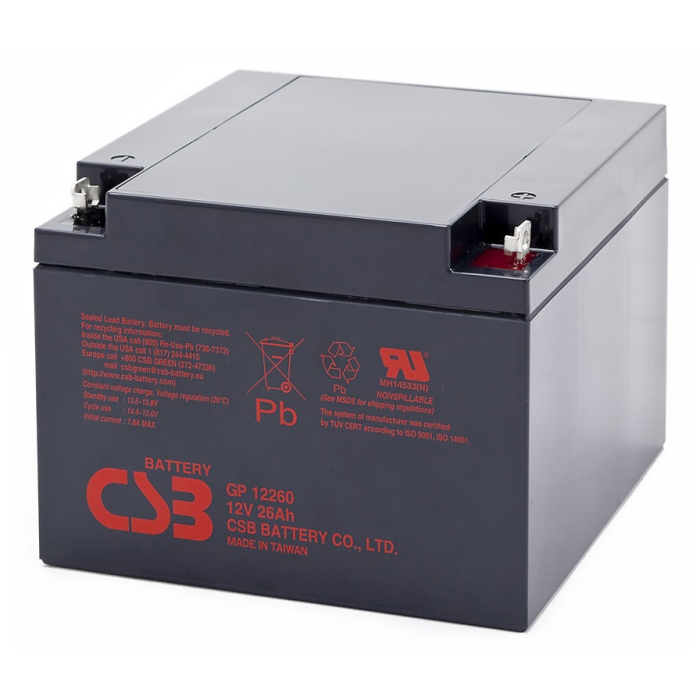 Аккумуляторная батарея CSB GP12260, 12V 26Ah (166х175х125 мм), Q2/72 (Вьетнам)