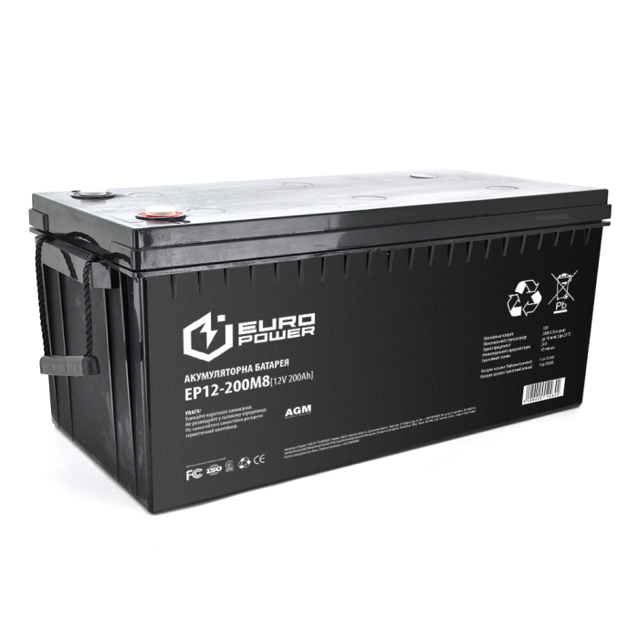 Аккумуляторная батарея EUROPOWER AGM EP12-200M8 12V 200Ah (522 x 240 x 219) Black Q1/18