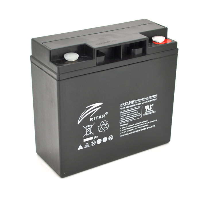 Аккумуляторная батарея AGM RITAR HR1250W, Black Case, 12V 14.0Ah (181 х 77 х 167) 4.30kg Q4