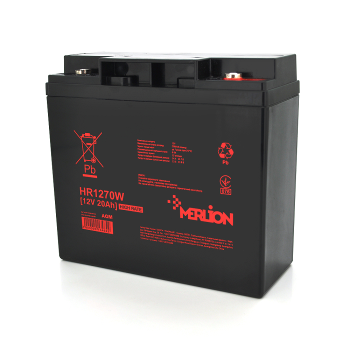 Аккумуляторная батарея MERLION HR1270W, 12V 20Ah (181 х 77 х 167 (167)), Q4