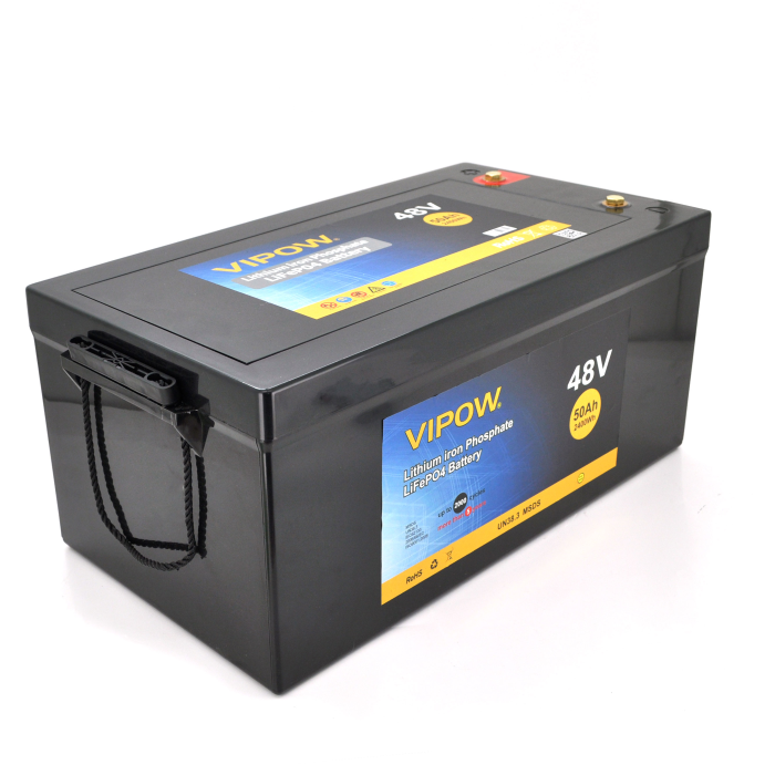 Аккумуляторная батарея Vipow LiFePO4 51,2V 50Ah со встроенной ВМS платой 40A, 48V (520x269x220)