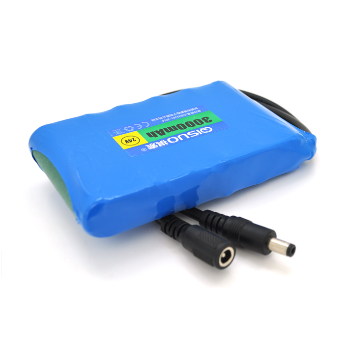 Аккумуляторная литиевая батарея QiSuo 24V 3A с элементами Li-ion 18650, DC5.5x2.1, (112x20x70mm)