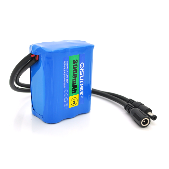 Аккумуляторная литиевая батарея QiSuo 24V 3A с элементами Li-ion 18650, DC5.5x2.1, (56x38x70mm)