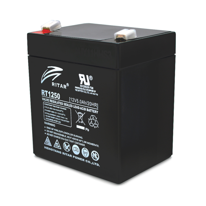 Аккумуляторная батарея AGM RITAR RT1250B, Black Case, 12V 5.0Ah ( 90 х70 х 101 (107) ) Q10