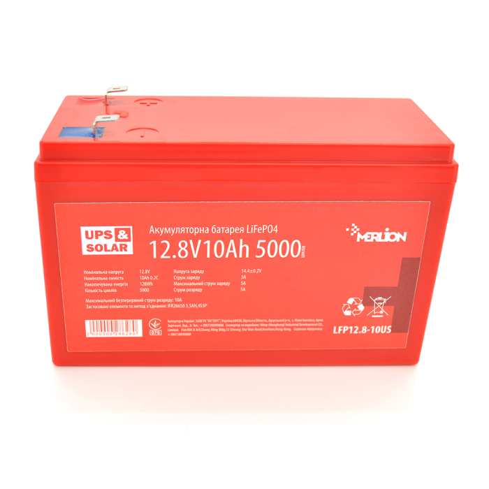 Литий-железо-фосфатный аккумулятор Merlion LiFePO4 12.8V 10AH (4S3P/BMS-10A), (151x99x99) for UPS, до 5000 циклов, Q12