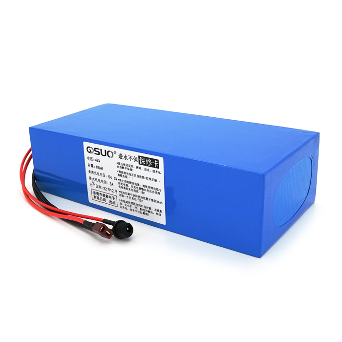Аккумуляторная литиевая батарея QiSuo 48V 18A с элементами Li-ion 18650, DC: 5.5x2.1мама + разъем T-2HQмама