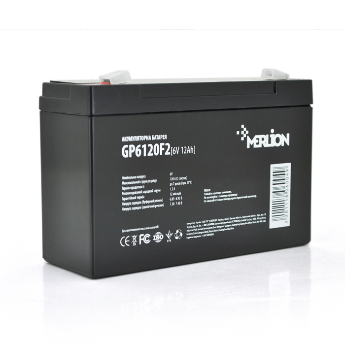 Аккумуляторная батарея MERLION AGM GP6120F2 6 V 12Ah ( 150 x 50 x 95 (100) ) Q10