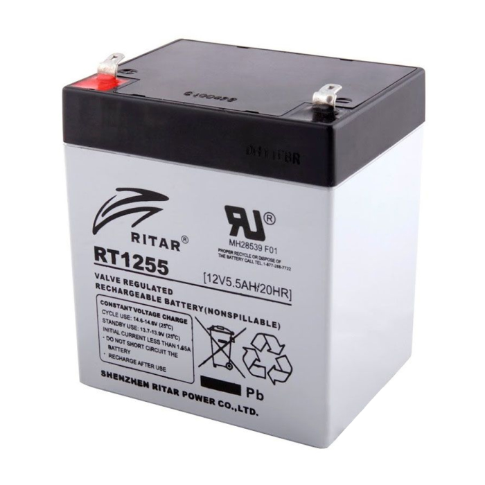 Аккумуляторная батарея AGM RITAR RT1255, Gray Case, 12V 5.5Ah ( 90 х 70 х 101 (107) ) Q10
