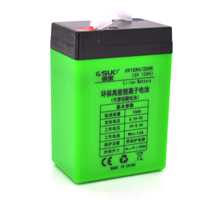 Аккумуляторная литиевая батарея QiSuo 6V 10A с элементами Li-ion 18650 (70X46X100)