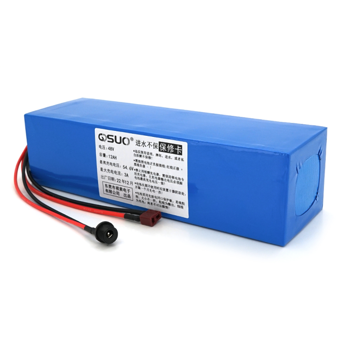 Аккумуляторная литиевая батарея QiSuo 48V 12A с элементами Li-ion 18650, DC: 5.5x2.1мама + разъем T-2HQмама