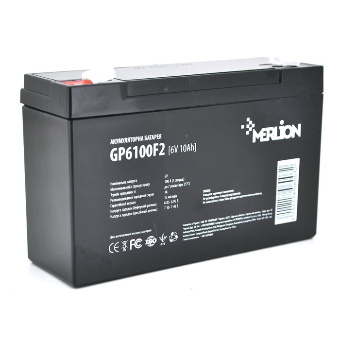 Аккумулятор MERLION AGM GP6100F2 6 V 10Ah ( 150 x 50 x 95 (100) ) Q10/540