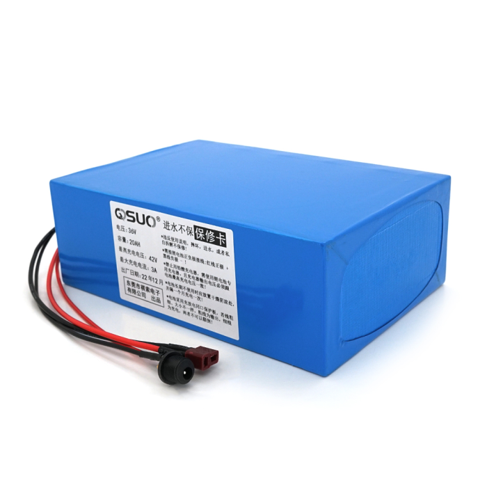 Аккумуляторная литиевая батарея QiSuo 36V 20A с элементами Li-ion 18650, DC: 5.5x2.1мама + разъем T-2HQмама