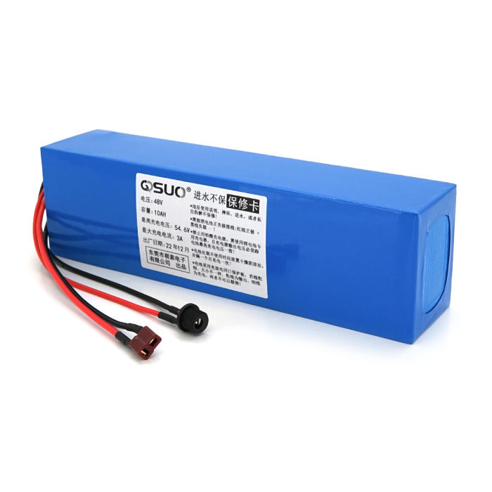 Аккумуляторная литиевая батарея QiSuo 48V 10A с элементами Li-ion 18650, DC: 5.5x2.1мама + разъем T-2HQмама