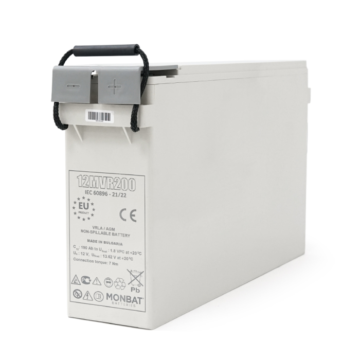 Аккумуляторная батарея MONBAT FRONT TERMINAL 12MVR200 AGM 12V/200 Ah, 555x125x316 мм, 59.2 кг