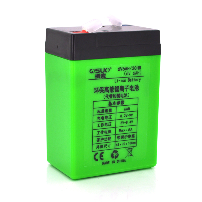 Аккумуляторная литиевая батарея QiSuo 6V 6A с элементами Li-ion 18650 (70X46X100)