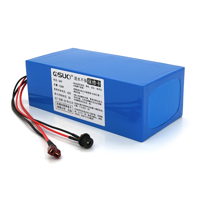 Аккумуляторная литиевая батарея QiSuo 36V 15A с элементами Li-ion 18650, DC: 5.5x2.1мама + разъем T-2HQмама
