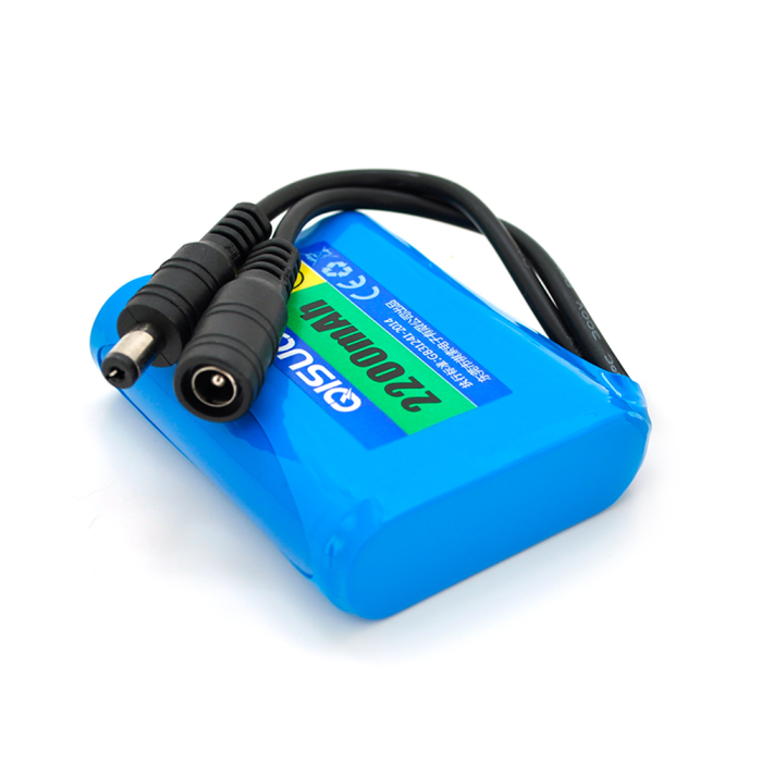 Аккумуляторная литиевая батарея QiSuo 12V 2.2A с элементами Li-ion 18650, DC5.5x2.1, (56x20x70mm)