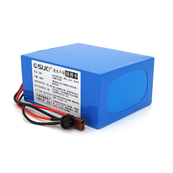 Аккумуляторная литиевая батарея QiSuo 24V 18A с элементами Li-ion 18650, DC: 5.5x2.1мама + разъем T-2HQмама