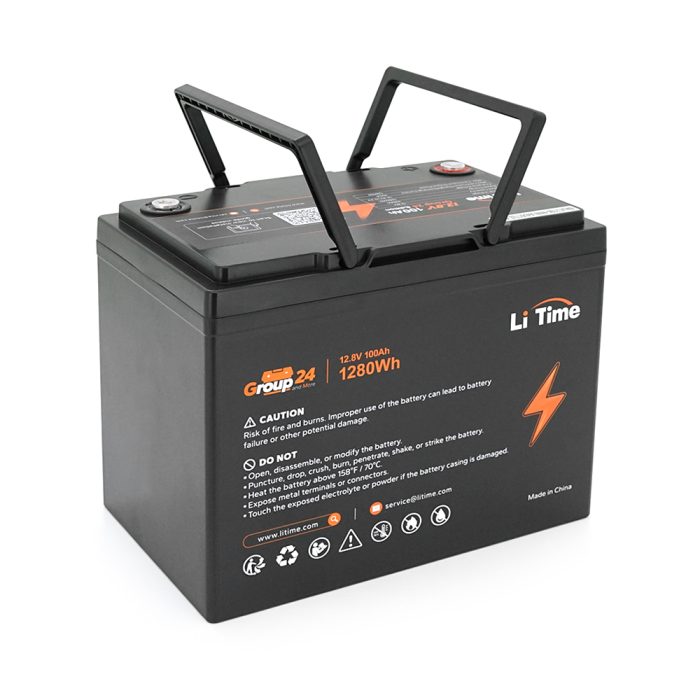 Аккумуляторная батарея Li-TIME Group 24 LiFePO4 12.8 100Ач 1280Wh,(100/100A) M8, 200/258/168mm