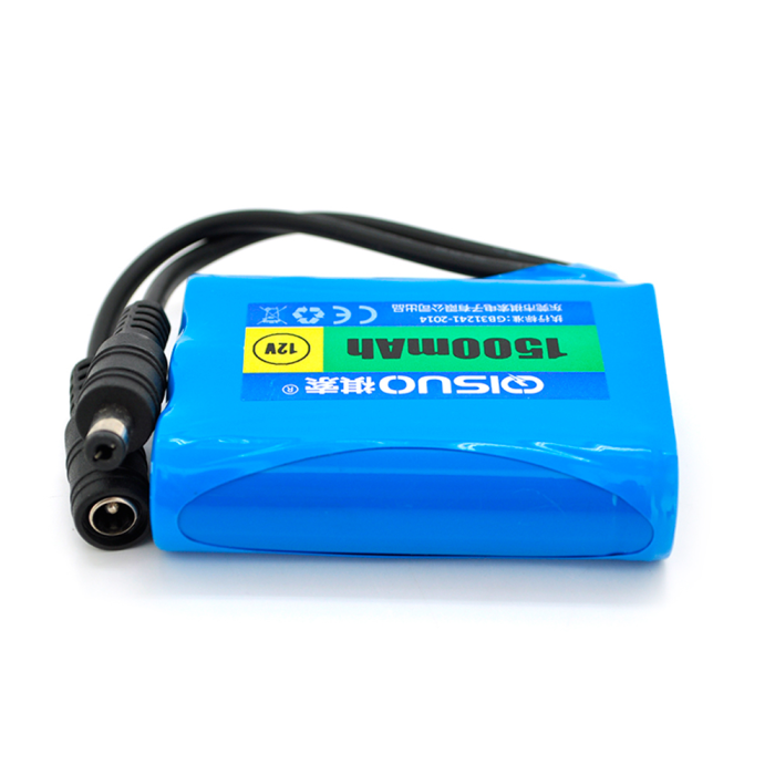 Аккумуляторная литиевая батарея QiSuo 12V 1.5A с элементами Li-ion 18650, DC5.5x2.1, (56x20x70mm)