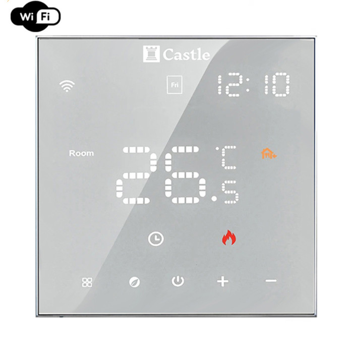 Терморегулятор програмний для теплої підлоги Castle AC602H з функцією WI-FI (Білий)