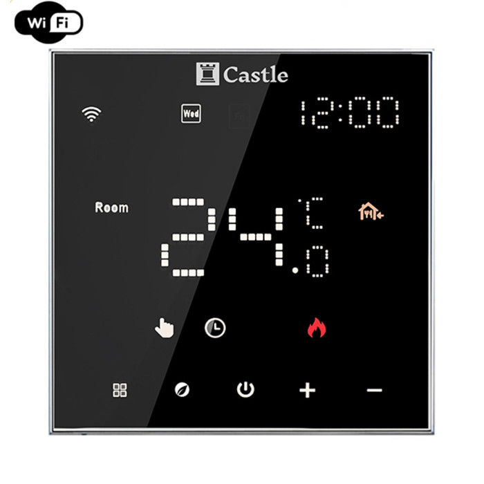 Терморегулятор програмний для теплої підлоги Castle AC602H з функцією WI-FI (Чорний)