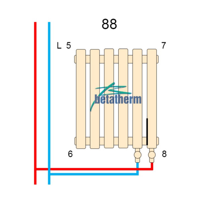 Радіатор трубчастий Quantum 2 H-500 мм, L-845 мм Betatherm з нижнім підключенням