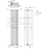 Дизайнерські радіатори Metrum 2 H-1800 мм, L-255 мм Betatherm нижнє підключення