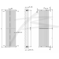Дизайнерские радиаторы PS Style 1 H-1800 мм, L-441 мм  Betatherm с боковым подключением