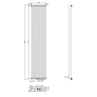 Вертикальный дизайнерский радиатор отопления ARTTIDESIGN Pesaro 10/1800/360/50 белый матовый