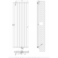 Вертикальный дизайнерский радиатор отопления ARTTIDESIGN Livorno II 7/1800/476/50 серый матовый