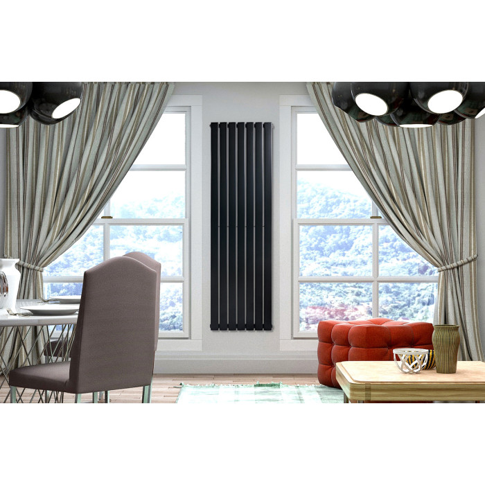 Вертикальный дизайнерский радиатор отопления ARTTIDESIGN Livorno 7/1800/476 черный матовый