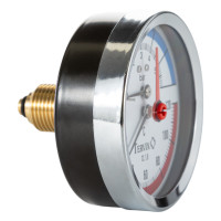 термоманометр Tervix Pro Line 80/0-6 бар, 0-120 С аксіальний, з монтажним клапаном 1/2"
