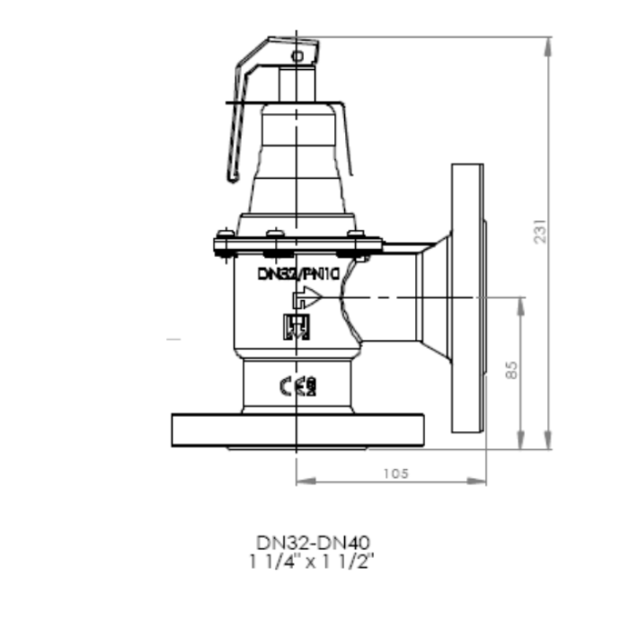 Запобіжний клапан 10 бар DN 32 x 40