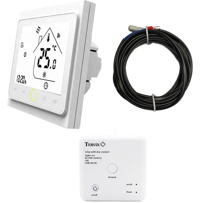 Комплект бездротового управління опаленням ZigBee: термостат вбудов. +  реле (сухий контакт)