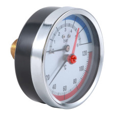 термоманометр Tervix Pro Line 80/0-6 бар, 0-120 С аксиальный, с монтажным клапаном 1/2"